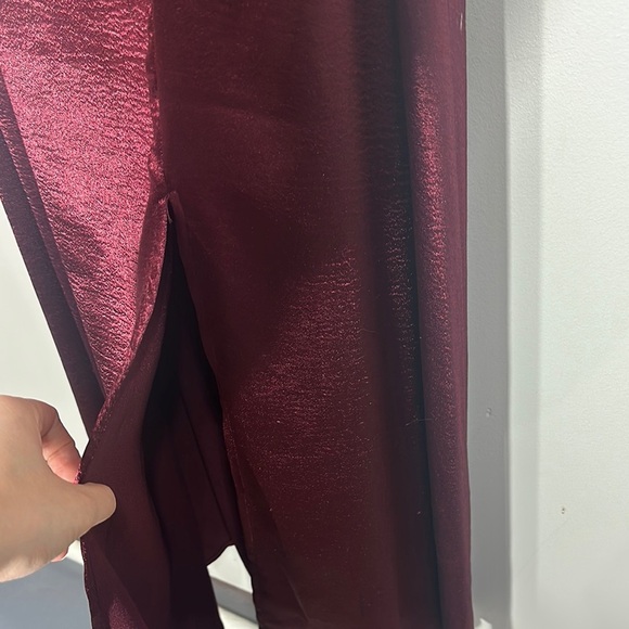 Altar'd State Red Flutter Sleeve Off-the-Shoulder floor length gown beaded belt - Picture 3 of 6